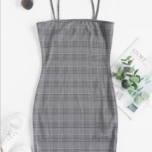 Glen check spaghetti strap dress